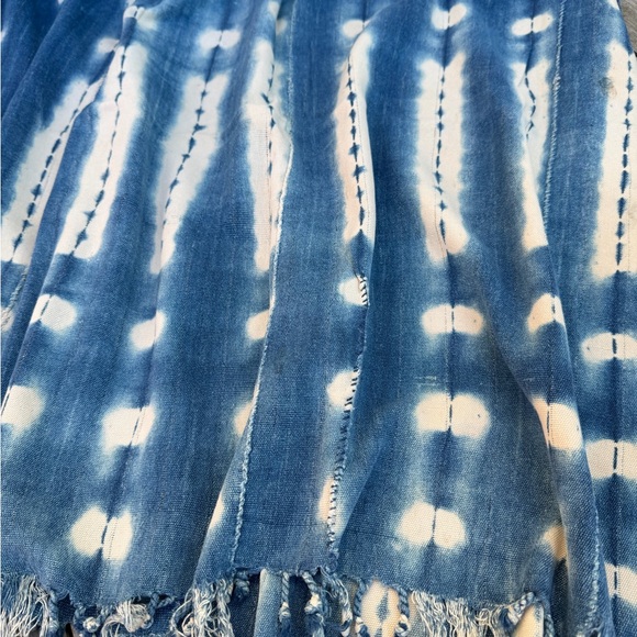 Vintage African Fade Indigo Denim Shibori Mudcloth 54”L x 41”W TextileNo. 164